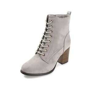 Journee Collection Womens 7.5 M Grey Baylor Lace Up Ankle Booties NIB KD2